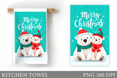 Polar Bear Kitchen Towel. Christmas Kitchen Towel Design Product Image 1