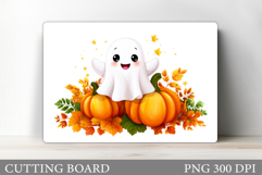 Fall Ghost Cutting Board. Fall Cutting Board Sublimation Product Image 1