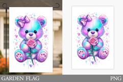 Valentines Bear Garden Flag. Valentines Garden Flag Design Product Image 1