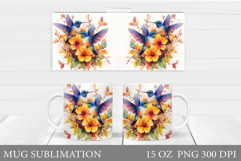 Hummingbird Mug Design. Flowers Mug Sublimation Product Image 1