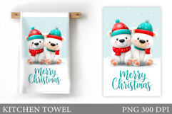 Polar Bear Kitchen Towel. Christmas Kitchen Towel Design Product Image 1