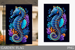 Seahorse Garden Flag Design. Sea Garden Flag Sublimation Product Image 1