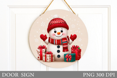 Christmas Snowman Door Sign. Christmas Door Sign Sublimation Product Image 1