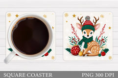 Christmas Deer Coaster Design. Christmas Coaster Sublimation Product Image 1