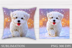 Christmas Dog Pillow Design. Christmas Pillow Sublimation Product Image 1