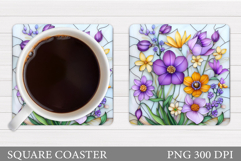 Wildflowers Coaster Design. Floral Coaster Sublimation Product Image 1