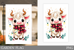 Christmas Cow Garden Flag. Christmas Garden Flag Sublimation Product Image 1