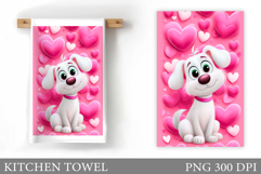 Valentines Dog Kitchen Towel. Valentine Kitchen Towel Design Product Image 1