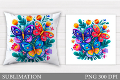 Butterflies Sublimation. Butterflies Pillow Design Product Image 1
