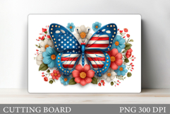 Patriotic Butterfly Cutting Board. Patriotic Sublimation Product Image 1