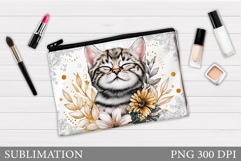 Cute Cat Cosmetics Bag Sublimation. Cat Makeup Bag Design Product Image 1