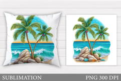 Palm Tree Pillow Sublimation. Palm Tree Sublimation Product Image 1