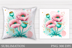 Flowers Pillow Sublimation. Floral Pillow Design Product Image 1