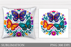 Butterflies Sublimation. Butterflies Pillow Design Product Image 1