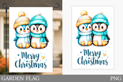 Christmas Penguin Garden Flag. Christmas Garden Flag Design Product Image 1