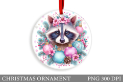 Cute Raccoon Christmas Ornament. Cute Raccoon Sublimation Product Image 1