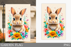 Cute Bunny Garden Flag. Summer Garden Flag Sublimation Product Image 1