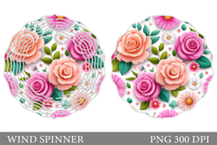 Flowers Wind Spinner Design. Floral Wind Spinner Sublimation Product Image 1