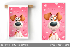 Valentines Dog Kitchen Towel. Valentine Kitchen Towel Design Product Image 1