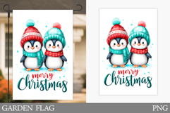 Cute Penguin Garden Flag. Christmas Garden Flag Sublimationn Product Image 1