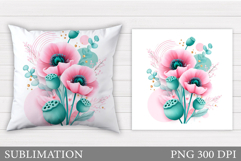 Floral Pillow Sublimation. Flowers Sublimation Product Image 1