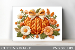 Crochet Pumpkin Cutting Board. Pumpkin Sublimation Product Image 1