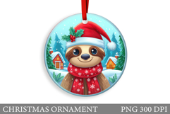 Cute Sloth Christmas Ornament. Christmas Sloth Sublimation Product Image 1