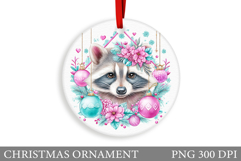 Cute Raccoon Christmas Ornament. Cute Raccoon Sublimation Product Image 1