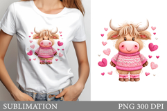 Valentine Cow T-Shirt Design. Valentines Cow Sublimation Product Image 1