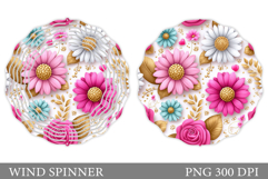 Flowers Wind Spinner Design. Floral Wind Spinner Sublimation Product Image 1
