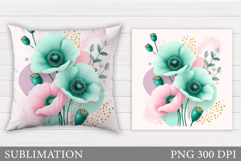 Floral Pillow Design. Flowers Sublimation Product Image 1