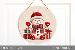 Christmas Snowman Door Sign. Christmas Door Sign Design Product Image 1