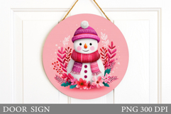 Christmas Snowman Door Sign. Christmas Door Sign Design Product Image 1