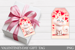 Valentines Cat Gift Tag Design. Valentine Gift Tag Printable Product Image 1