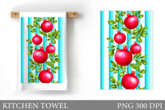 Pomegranate Kitchen Towel Design. Pomegranate Sublimation Product Image 1