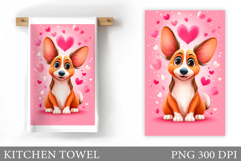 Valentines Dog Kitchen Towel. Valentine Kitchen Towel Design Product Image 1