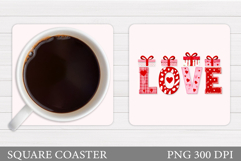 Love Coaster Sublimation. Valentines Coaster Design Product Image 1