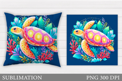 Sea Turtle Pillow Design. Sea Turtle Sublimation Product Image 1