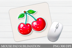 Cherries Mouse Pad. Cherry Mouse Pad Sublimation Product Image 1