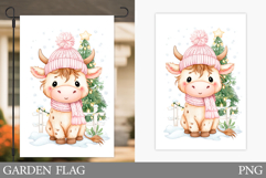 Christmas Cow Garden Flag. Christmas Garden Flag Sublimation Product Image 1