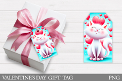 Valentines Cat Gift Tag Design. Valentine Gift Tag Printable Product Image 1