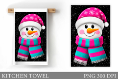 Cute Snowman Kitchen Towel. Christmas Kitchen Towel Design Product Image 1