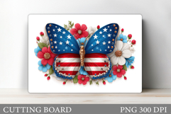 Patriotic Butterfly Cutting Board. Patriotic Sublimation Product Image 1