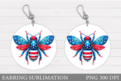 Patriotic Bee Earring Design. Patriotic Bee Sublimation Product Image 1