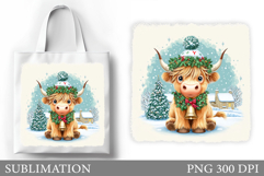 Christmas Cow Tote Bag. Christmas Tote Bag Sublimation Product Image 1