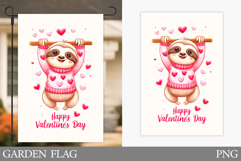 Valentines Sloth Garden Flag. Valentines Garden Flag Design Product Image 1