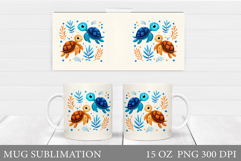 Cute Turtle Mug Design. Summer Mug Sublimation Product Image 1