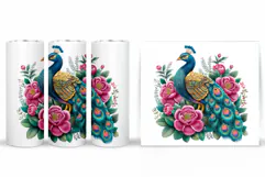 Peacock Tumbler Wrap Design. Peacock Tumbler Sublimation Product Image 2