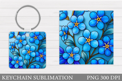 Floral Keychain Design. Flowers Keychain Sublimation Product Image 1