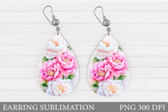 Floral Earring Sublimation. Flowers Earring Design Product Image 1